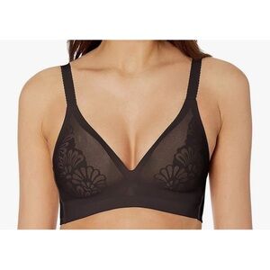 Bali Bra 40 D Black Floral Wire-free Natural Lift Gravity Defying Support 6564